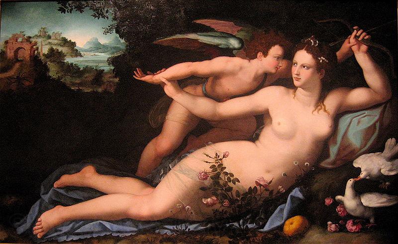 Alessandro Allori Venus disarming Cupid. France oil painting art